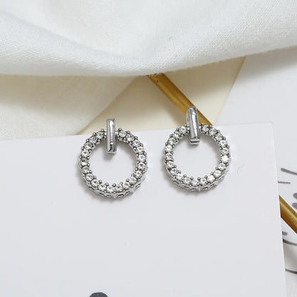Circle Diamond Stud Earrings
