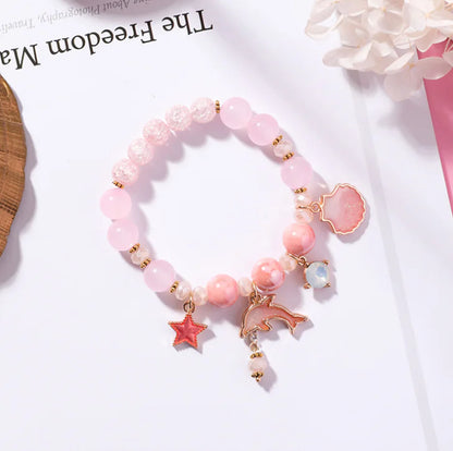 Dolphin Shell Bracelet and Bead Bracelet Set