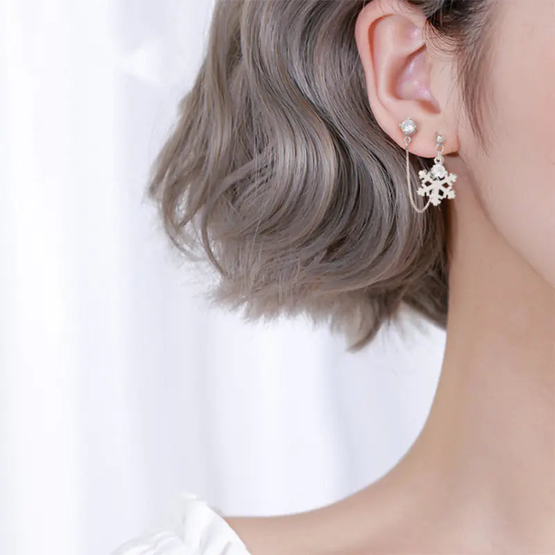 Snowflake Double-Loop Earrings