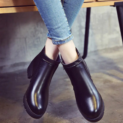 Round Toe Non-Slip Chunky Heel Winter Boots for Women
