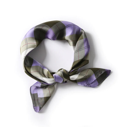 Color Plaid Scarf for Women 70x70cm Art Student Neck Scarf