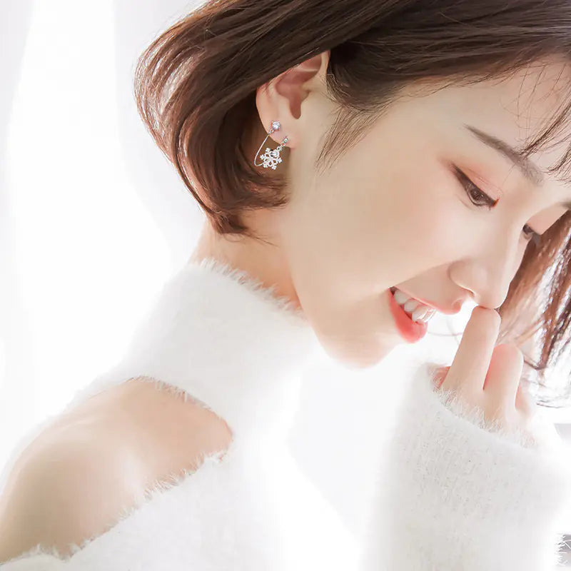 Snowflake Double-Loop Earrings