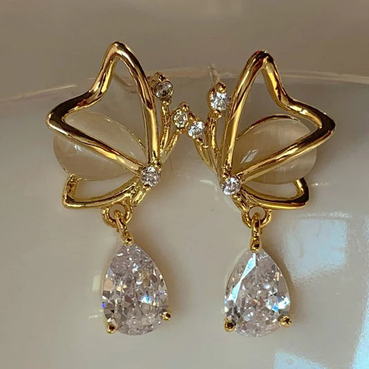 Butterfly Pearl Rhinestone Earrings