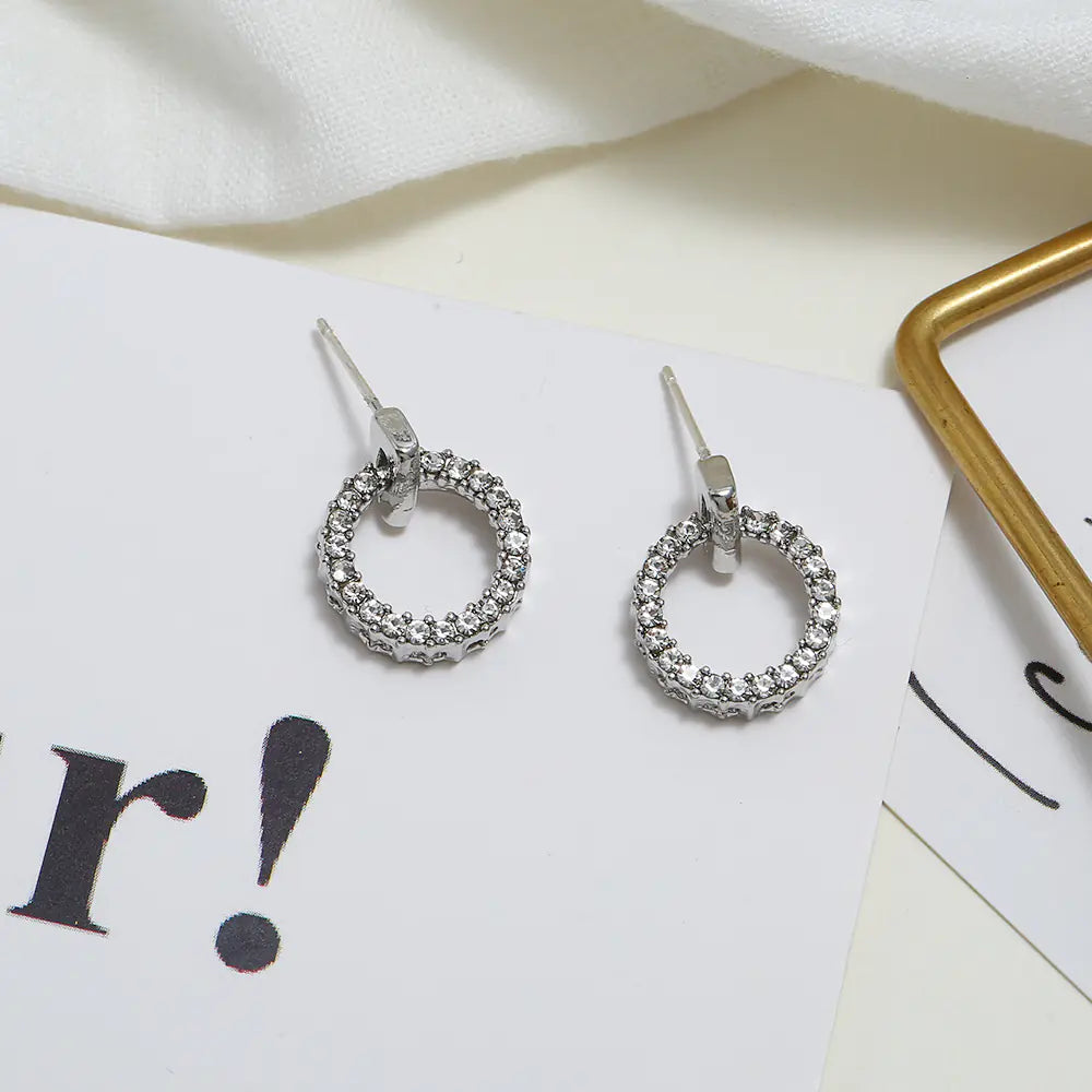 Circle Diamond Stud Earrings