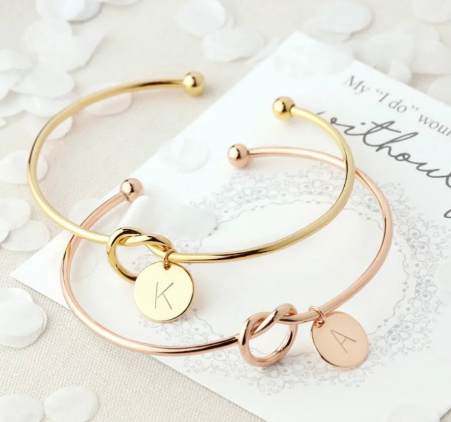 Knot Bracelet, Heart Knot Bracelet, Letter Bracelet