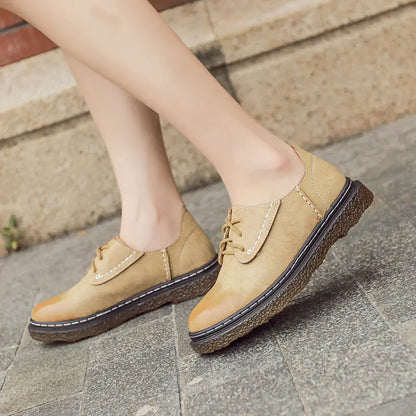British Style Round Toe Casual Flat Shoes for Women