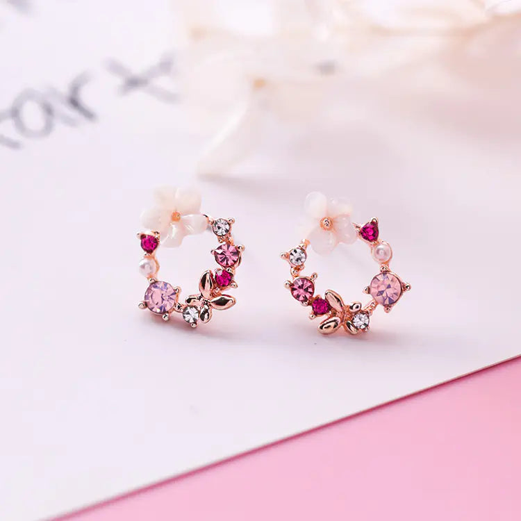 Floral Hoop Earrings, Butterfly Earrings, Simple Accessories