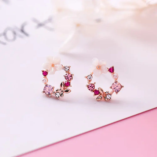 Floral Hoop Earrings, Butterfly Earrings, Simple Accessories