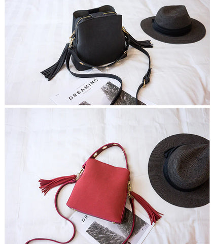 Fringe Bucket Bag, Crossbody Bag