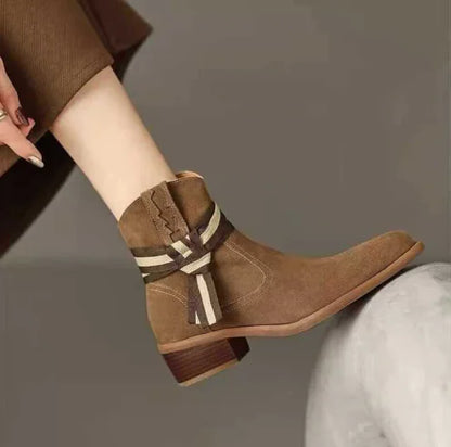 Melbourne Women's Short Suede Boot with Block Heel (One Pair)