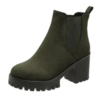 Women's Waterproof Chunky Heel Suede Ankle Boots