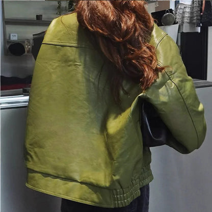 Green Faux Leather Jacket