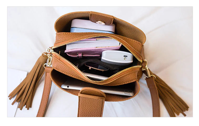 Fringe Bucket Bag, Crossbody Bag