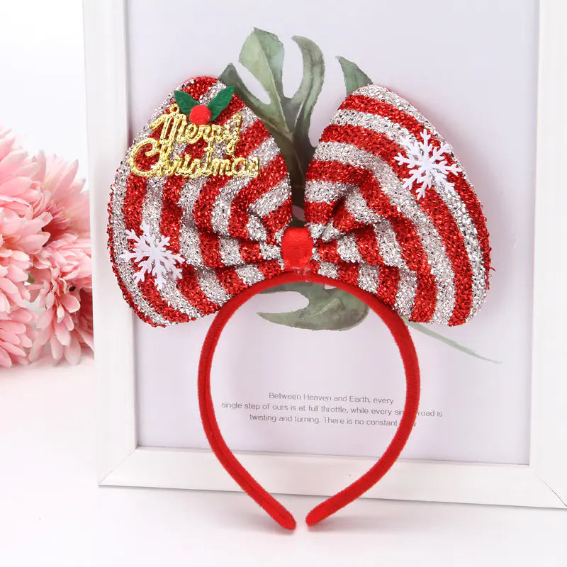 Christmas Sequined Letters Bow Headband