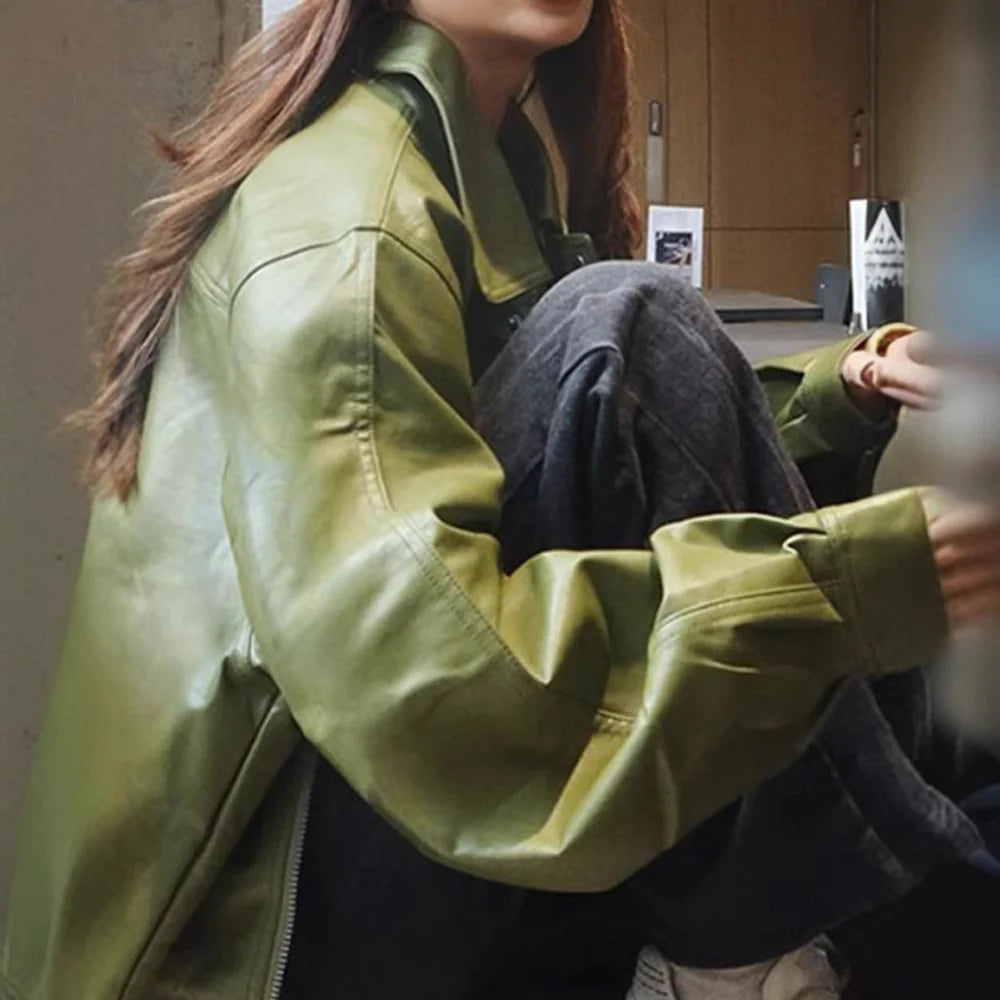 Green Faux Leather Jacket