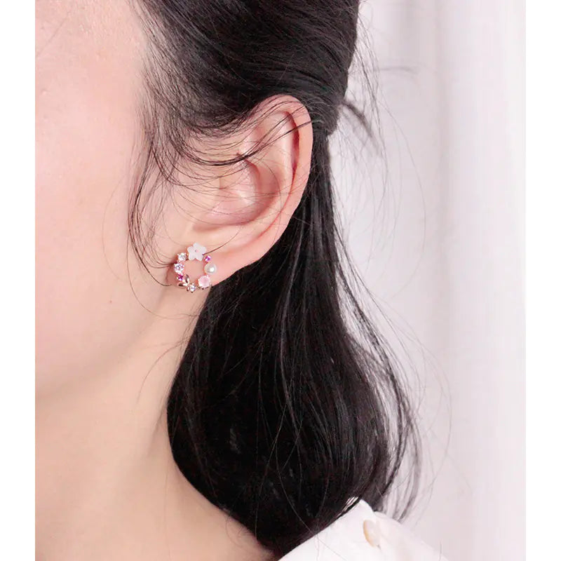 Floral Hoop Stud Earrings