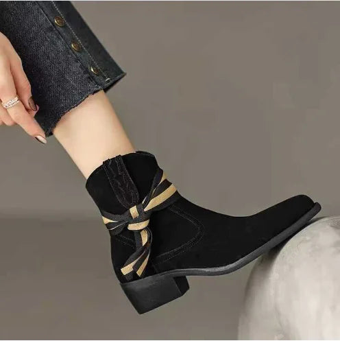 Melbourne Women's Short Suede Boot with Block Heel (One Pair)