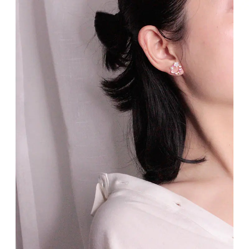 Floral Hoop Stud Earrings