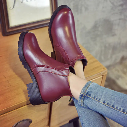 Round Toe Non-Slip Chunky Heel Winter Boots for Women