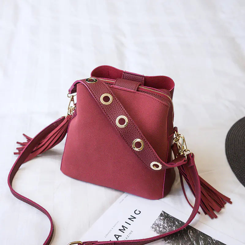 Fringe Bucket Bag, Crossbody Bag