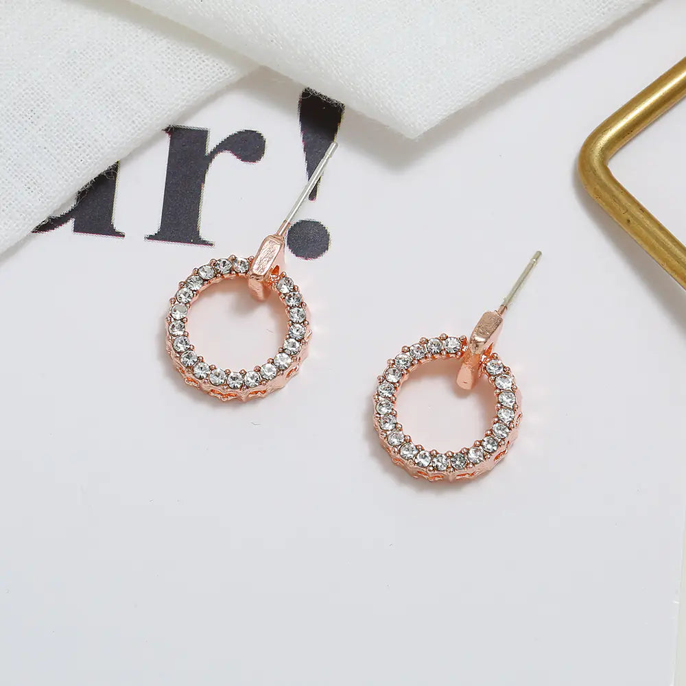 Circle Diamond Stud Earrings