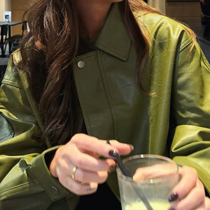 Green Faux Leather Jacket