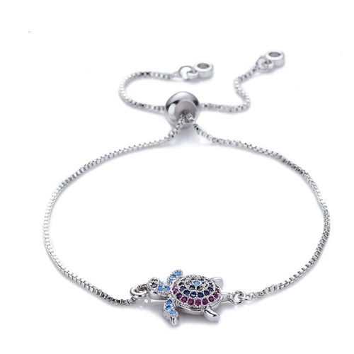 Colorful Sea Turtle Pendant Bracelet, Turtle Bracelet