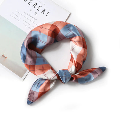 Color Plaid Scarf for Women 70x70cm Art Student Neck Scarf