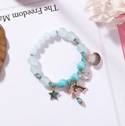 Dolphin Shell Bracelet and Bead Bracelet Set