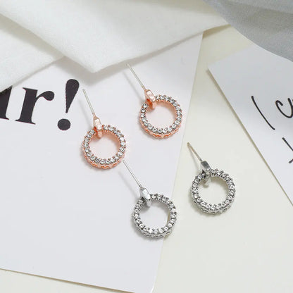 Circle Diamond Stud Earrings