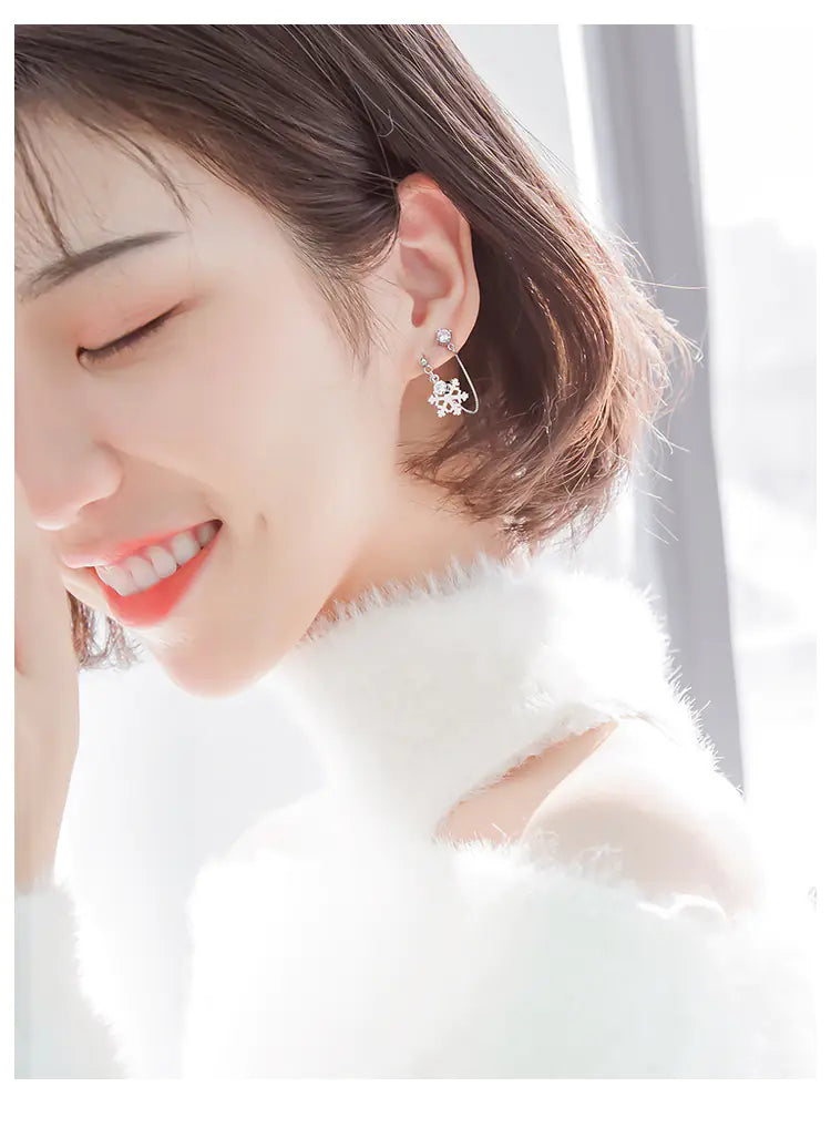 Snowflake Double-Loop Earrings