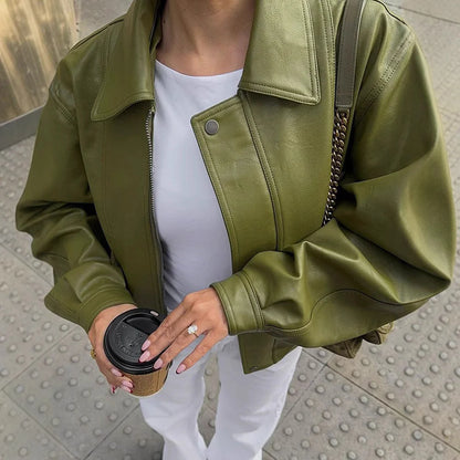 Green Faux Leather Jacket